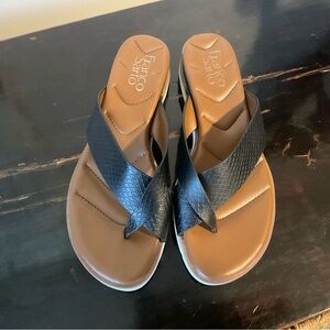 Franco Sarto Black Snake Print Sandals